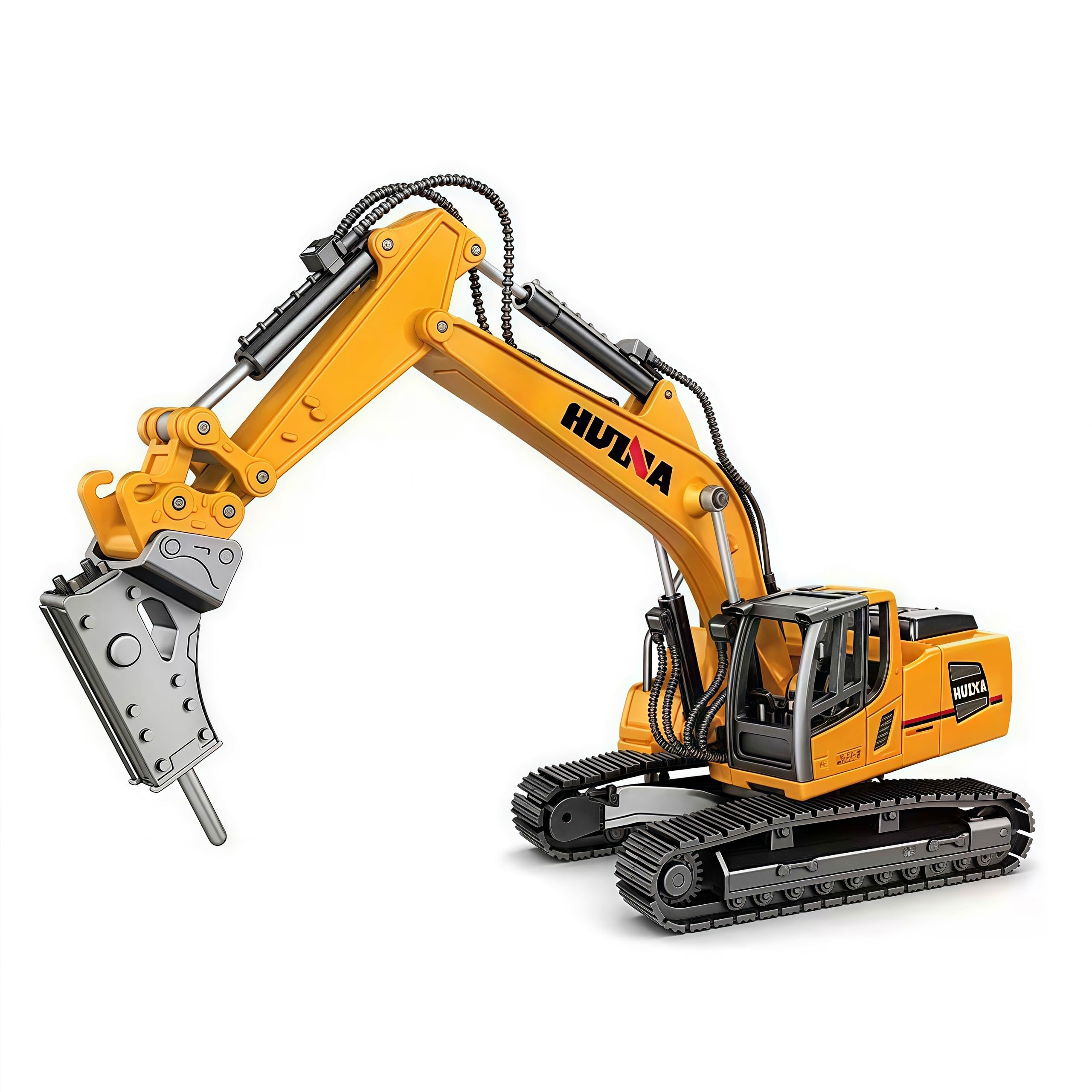 Juguete De Excavadora Perforadora De Aleación – Modelo De Construcción Con Partes Móviles, Taladro Y Orugas, Perfecto Para Coleccionistas Y Niños