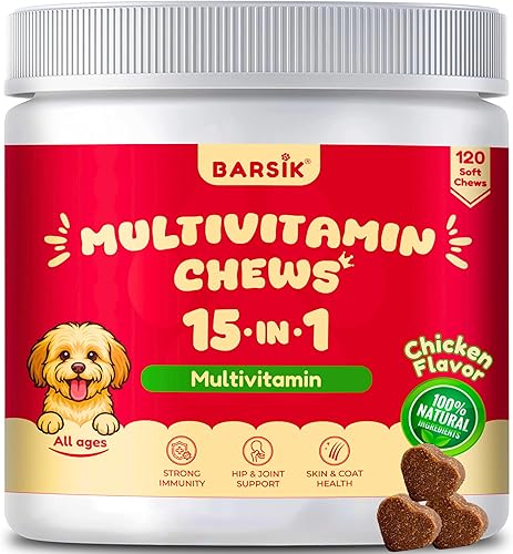 Masticables multivitamínicos para perros con glucosamina y condroitina  Soporte de cadera y articulaciones, probióticos, aceite de pescado omega-3