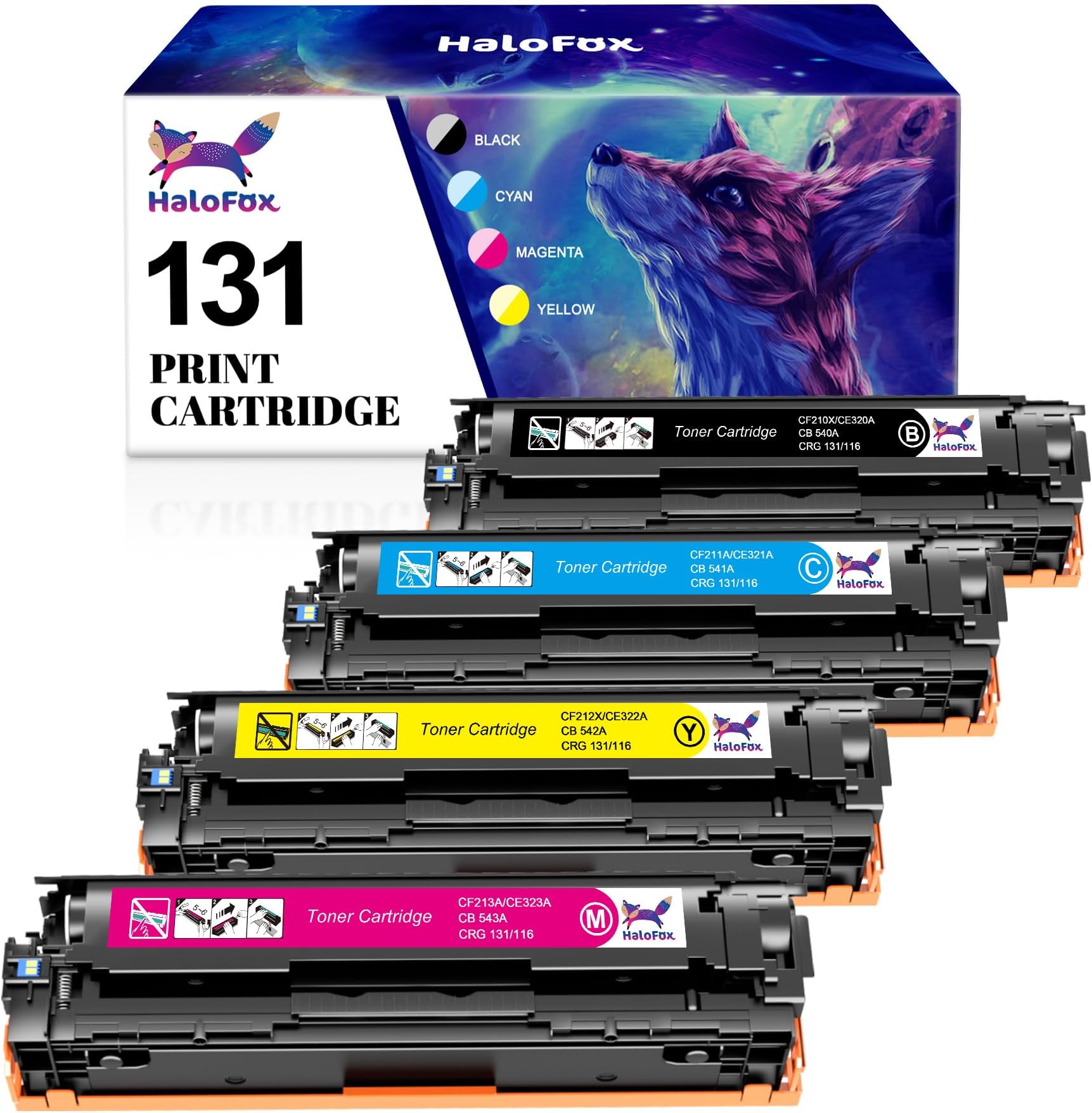Compatible Toner Replacement for Canon 131 131H Toner |4 Pack | for imageClass MF624Cw MF628Cw MF8280Cw LBP7100Cw MF8230Cn MF8080Cw for HP 131A 131X Printer (Black, Cyan, Yellow, Magenta)