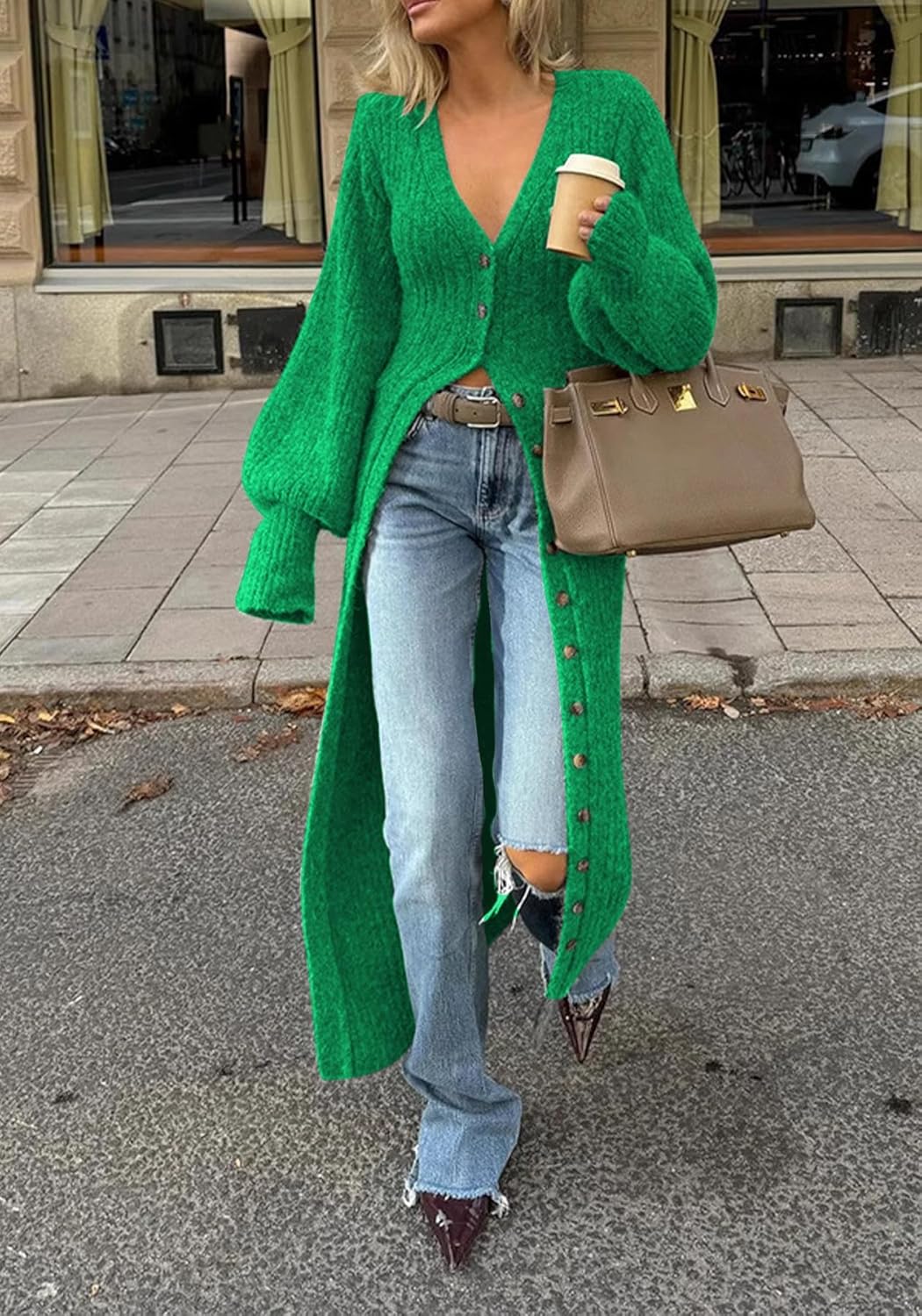 Unybwonn Long Cardigans for Women Chunky Cable Knit Duster Sweater Cover up Maxi Dress Long Sleeve Button Down Cardigan