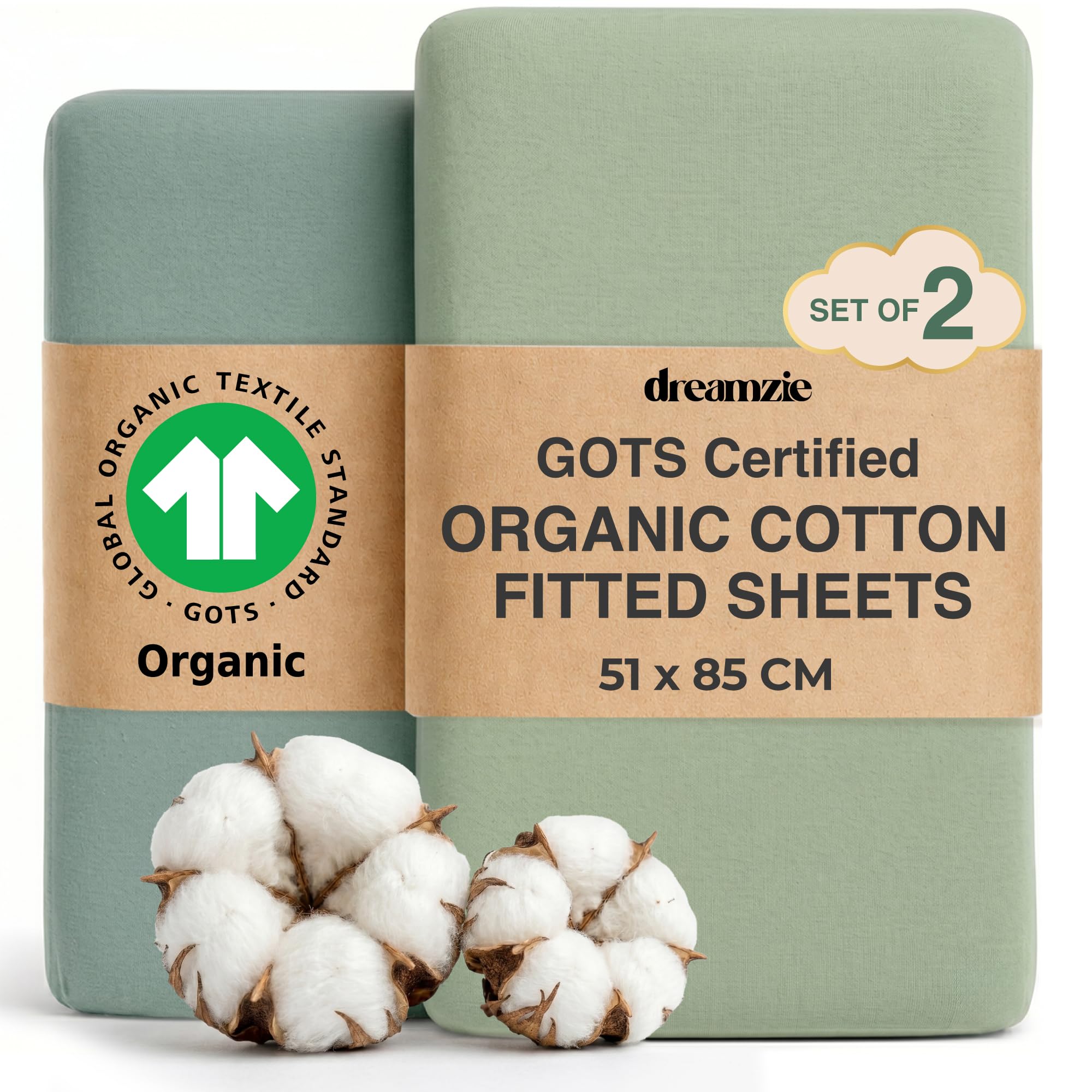 Dreamzie - Next To Me Crib Sheets - 100% Organic Cotton - 85x51 - Set of 2