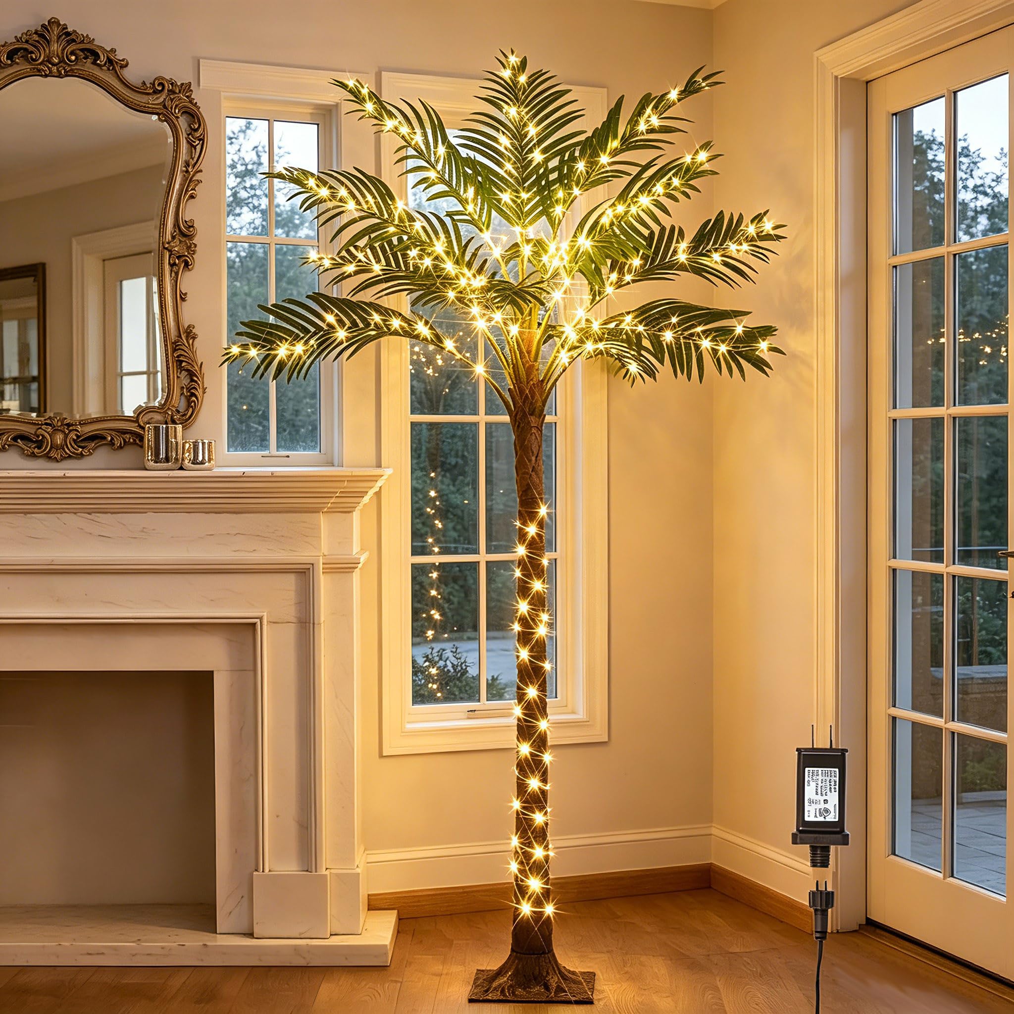 Photo 1 of ***MISSING PARTS***Hairui Artificial Palm Tree with 220 LED Fairy Lights, 6FT for Indoor Outdoor Office Home Patio Pool Decoration
