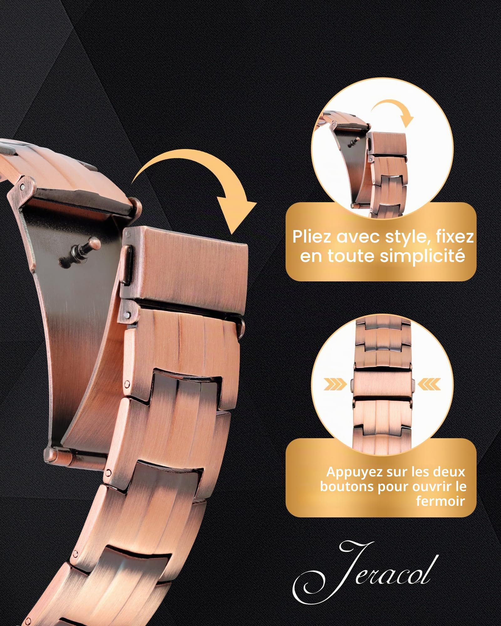 Jeracol Bracelet magnétique pour homme avec aimants de 3500 gauss, outil de retrait de maillons et coffret cadeau