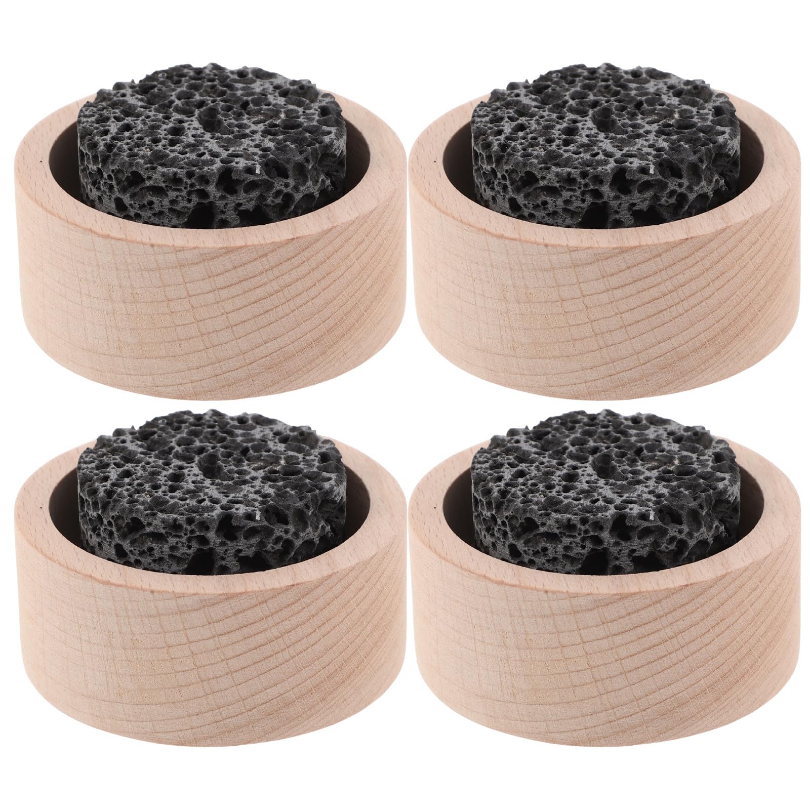 Beaupretty 4 Stück Passiver Aromatherapie Diffusor aus Vulkangestein und Holz Rund Einfaches Duftwechseln Stilvolle Dekoration für Wellness und Vanities