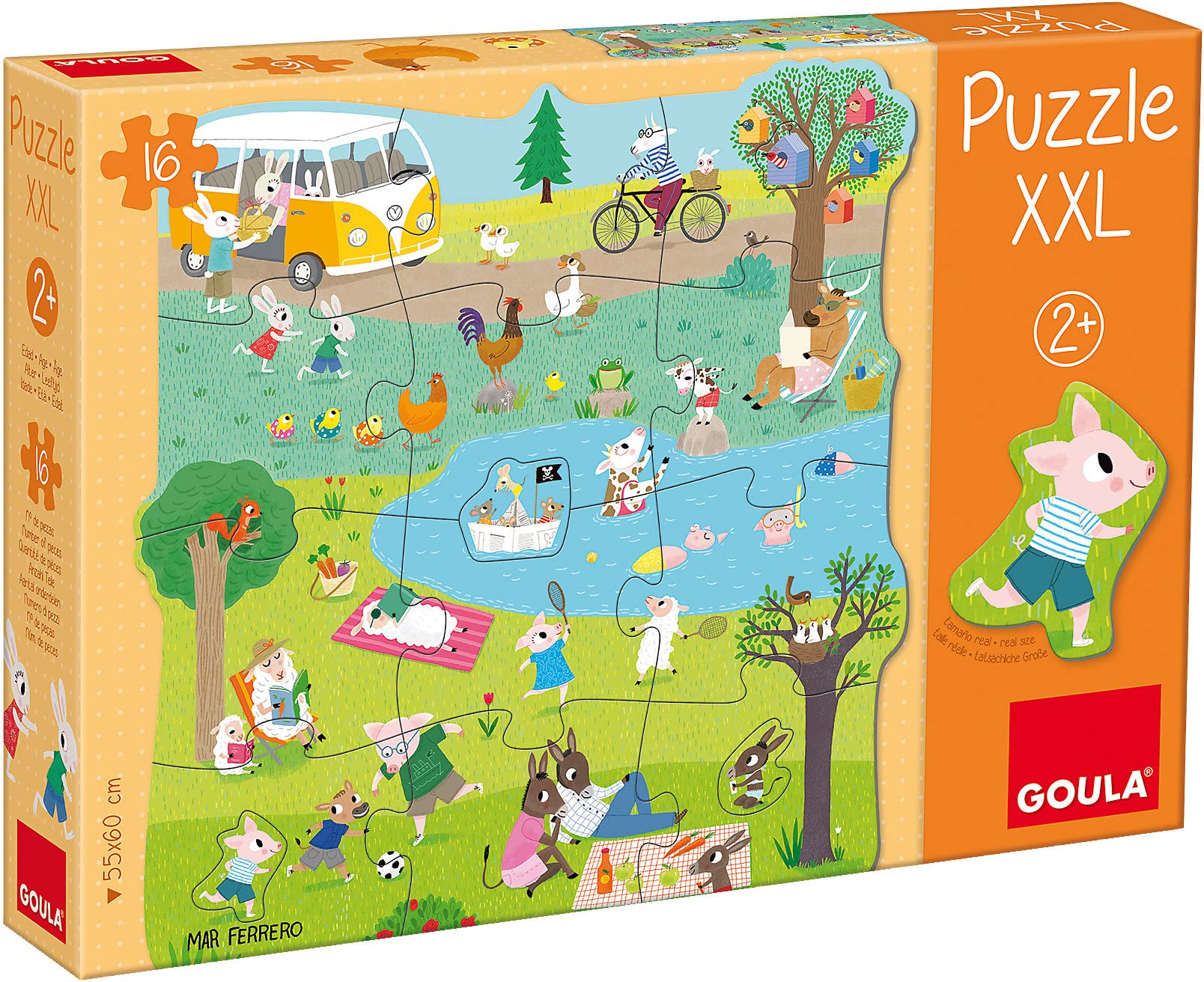 Goula - Puzle XXL Un dia en el campo, Encajable de cartón de piezas grandes a partir de 2 años