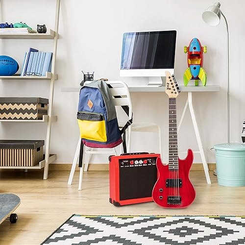 Miniatura 7 de LyxPro Kit de guitarra eléctrica de 30 pulgadas para niños zurdos de tamaño 34, amplificador, seis cuerdas, dos púas, correa para el hombro,