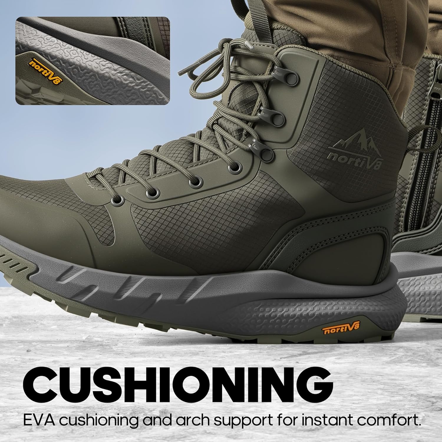 NORTIV 8 Men's Military Tactical Boot Lightweight Comfortable Boots for Work All Day Side Zipper Motorcycle Combat Hiking Boots Metrostrike(8-9 Inches) - Image 3
