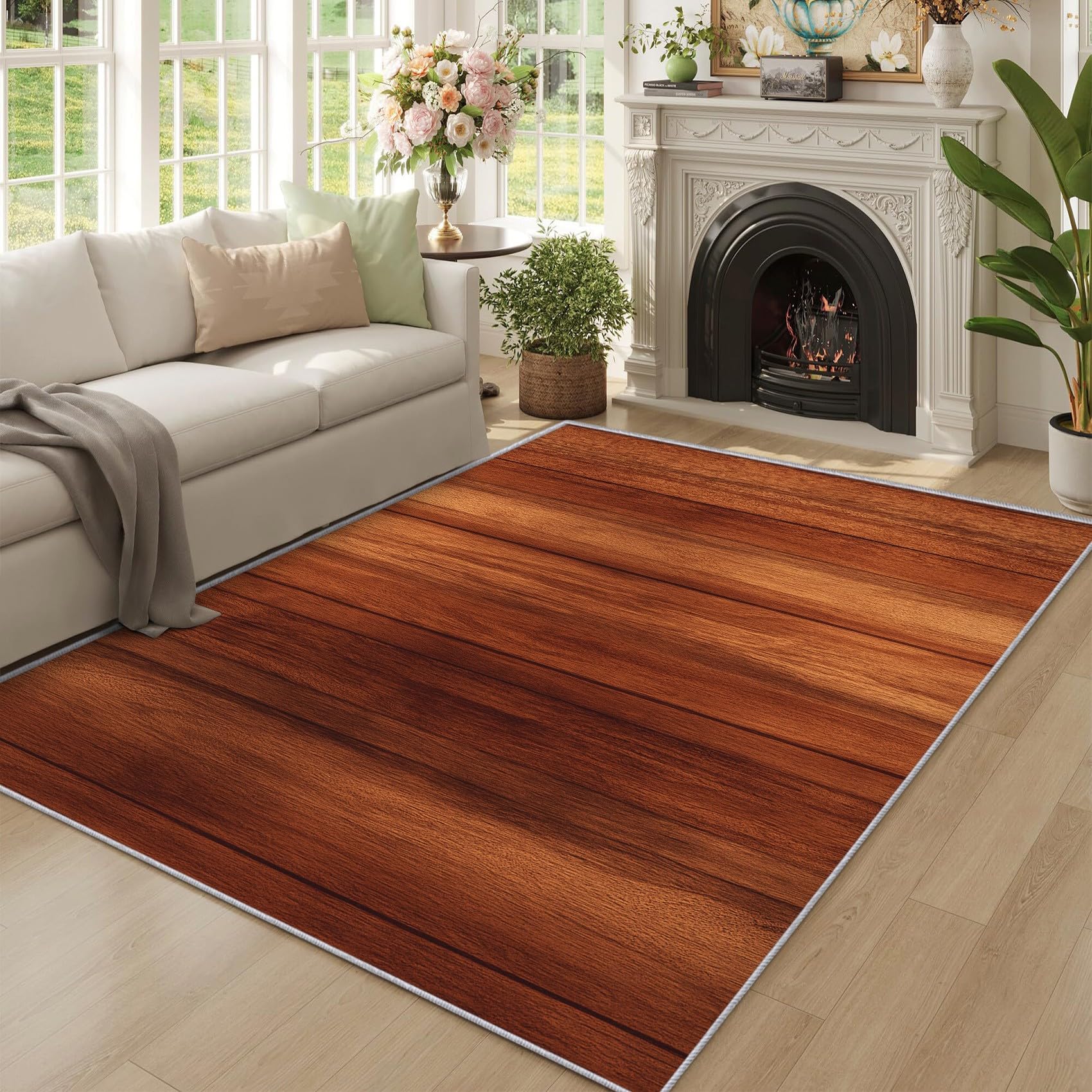Tapis grain de bois lavable 200 x 290 cm fini les glissades tapis salon doux