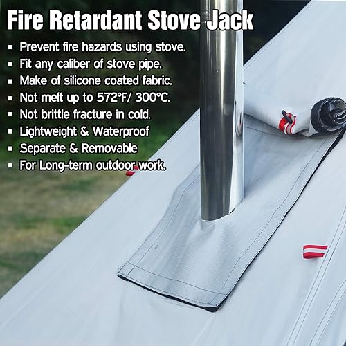 Vista 5 de PRESELF Tienda caliente Tipi ligera para 3 personas con tubos de combustión ignífugos Ventana Tipi Tipi Tipi para equipo familiar al aire libre