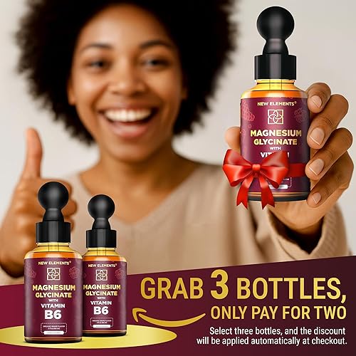 Miniatura 2 de Gotas de glicinato de magnesio líquido con vitamina B6, suplemento de magnesio de 500 mg y vitamina B6 100 mg | Sin OMG sin gluten | Alivio del