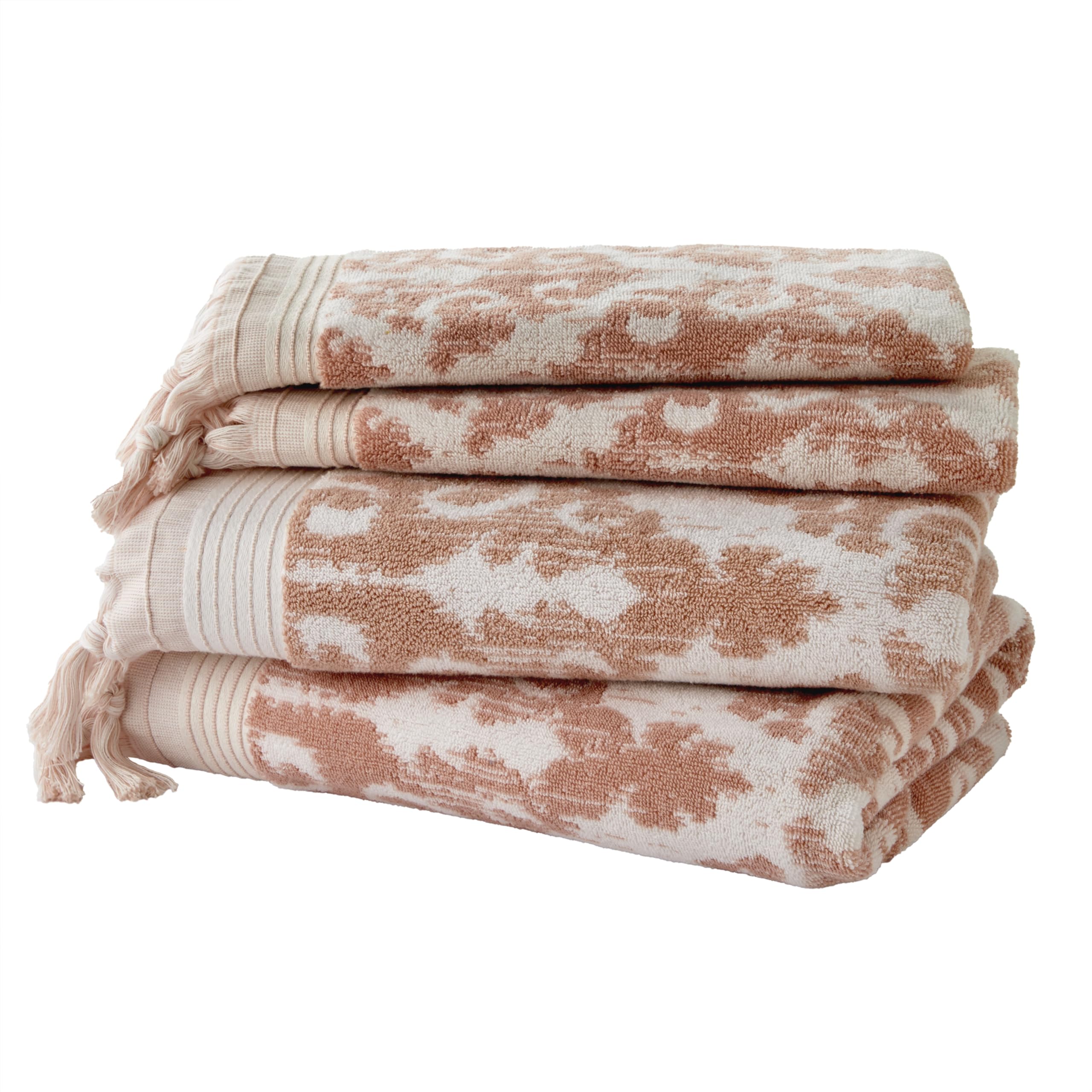 Juego de toallas de baño SKL Home Mirage Fringe con acabados de alta calidad en color rubor