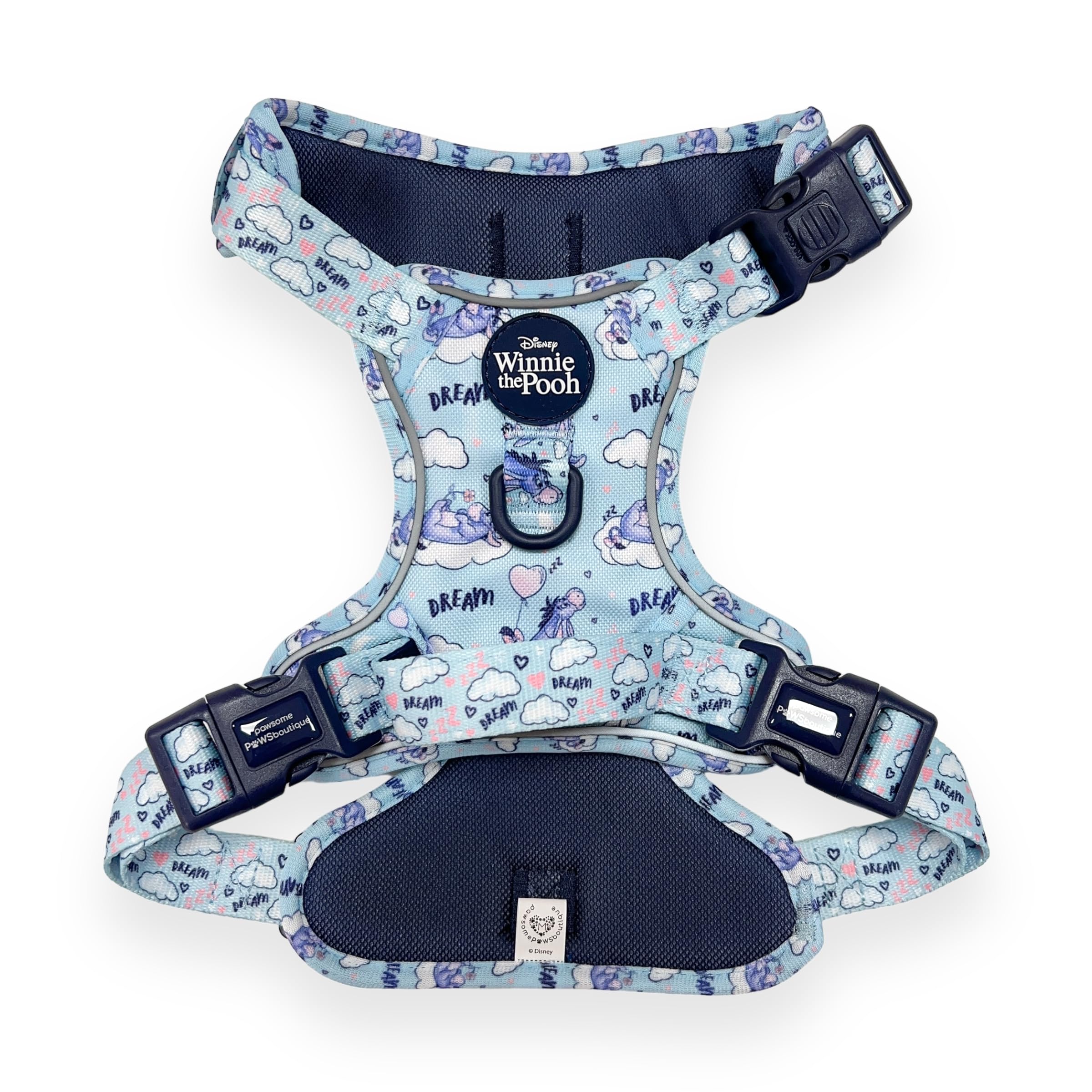 Pawsome Paws Boutique Eeyore - Arnés para Perro Grande Tough Trails – Arnés Ajustable con diseño de Disney sin tirones con Ribete Reflectante y Hebilla Resistente