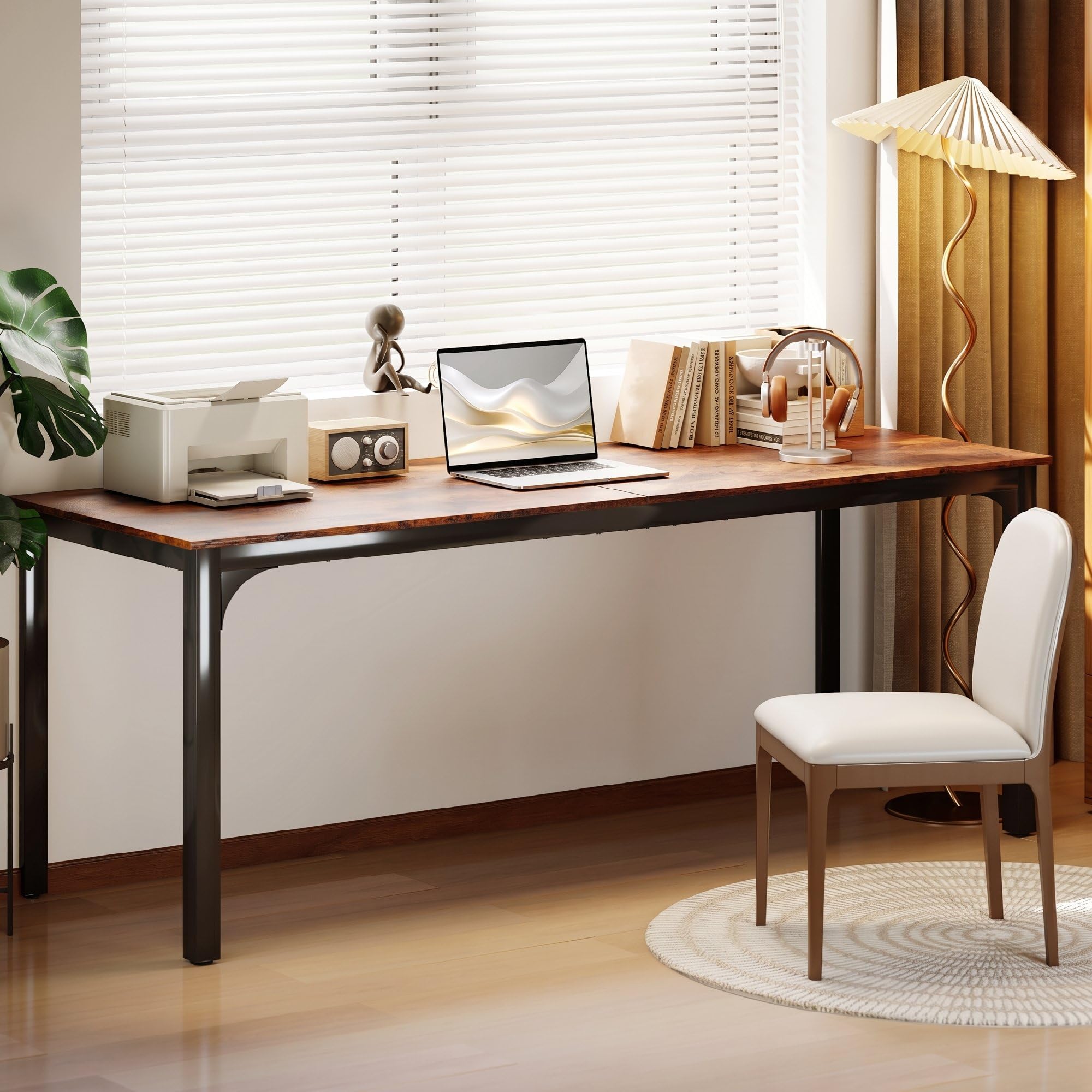 HOMCOM Schreibtisch mit Industrie-Design 200 x 60 x 75 cm Rustikal Braun