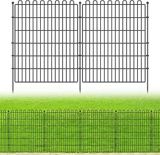 10 Panels No Dig Decorative Garden Fence for Yard, 32 in(H) X 23.6 ft(L) Animal Barrier Fencing for Outdoor Dog, Metal Portable Garden Fences for Borders, Pets, Landscape, Temporary Fence