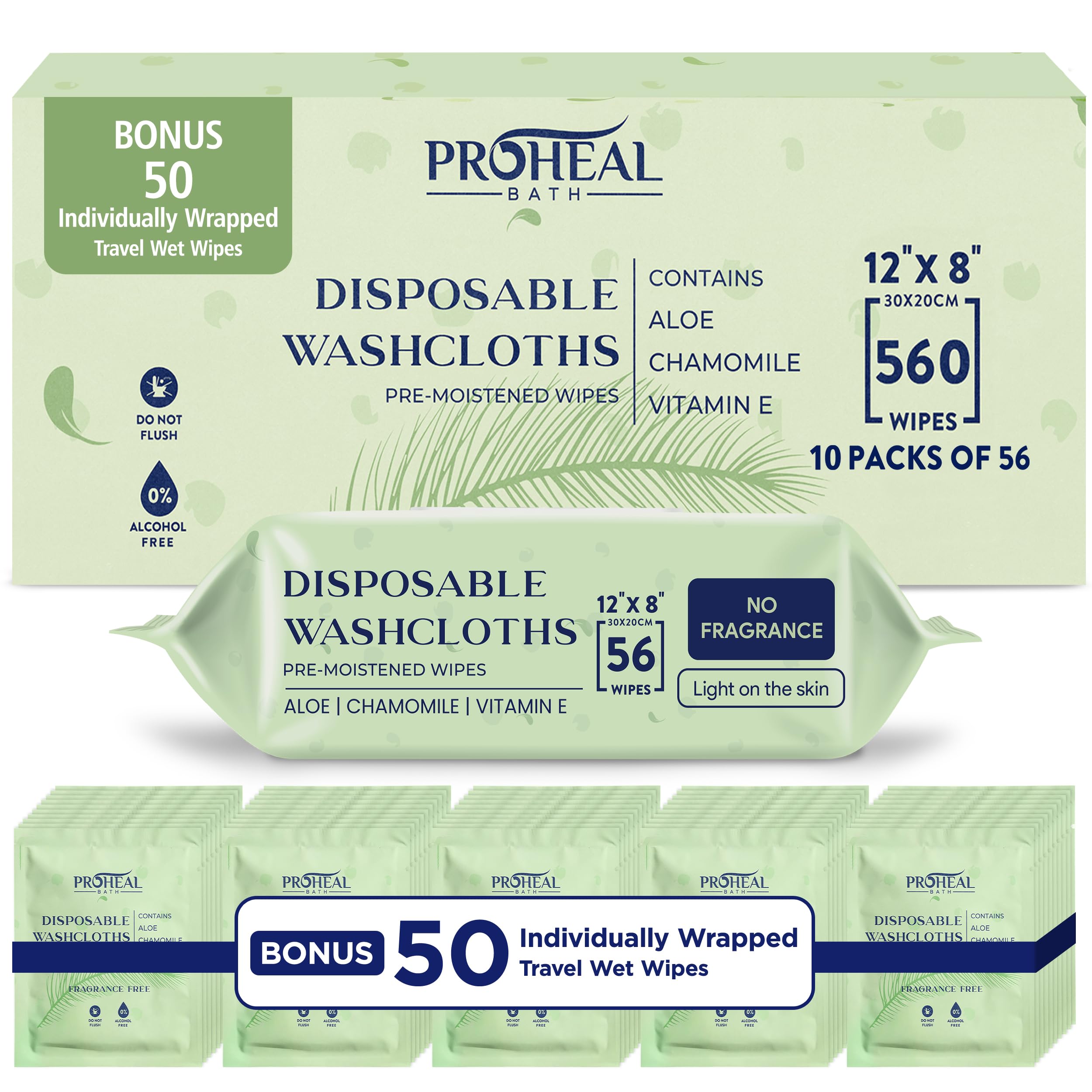 X Large Wet Wipes for Adults - Case of 10 Packs of 56 [560 Count] Disposable Incontinence Wipes, 12" x 8" Body Wipes for Elderly – Bonus 50