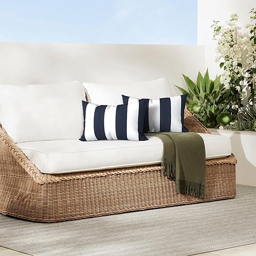 Miniatura 2 de DYTXIII Paquete de 2 fundas de almohada lumbar impermeables para exteriores, solo las fundas de almohada rectangulares decorativas con doble