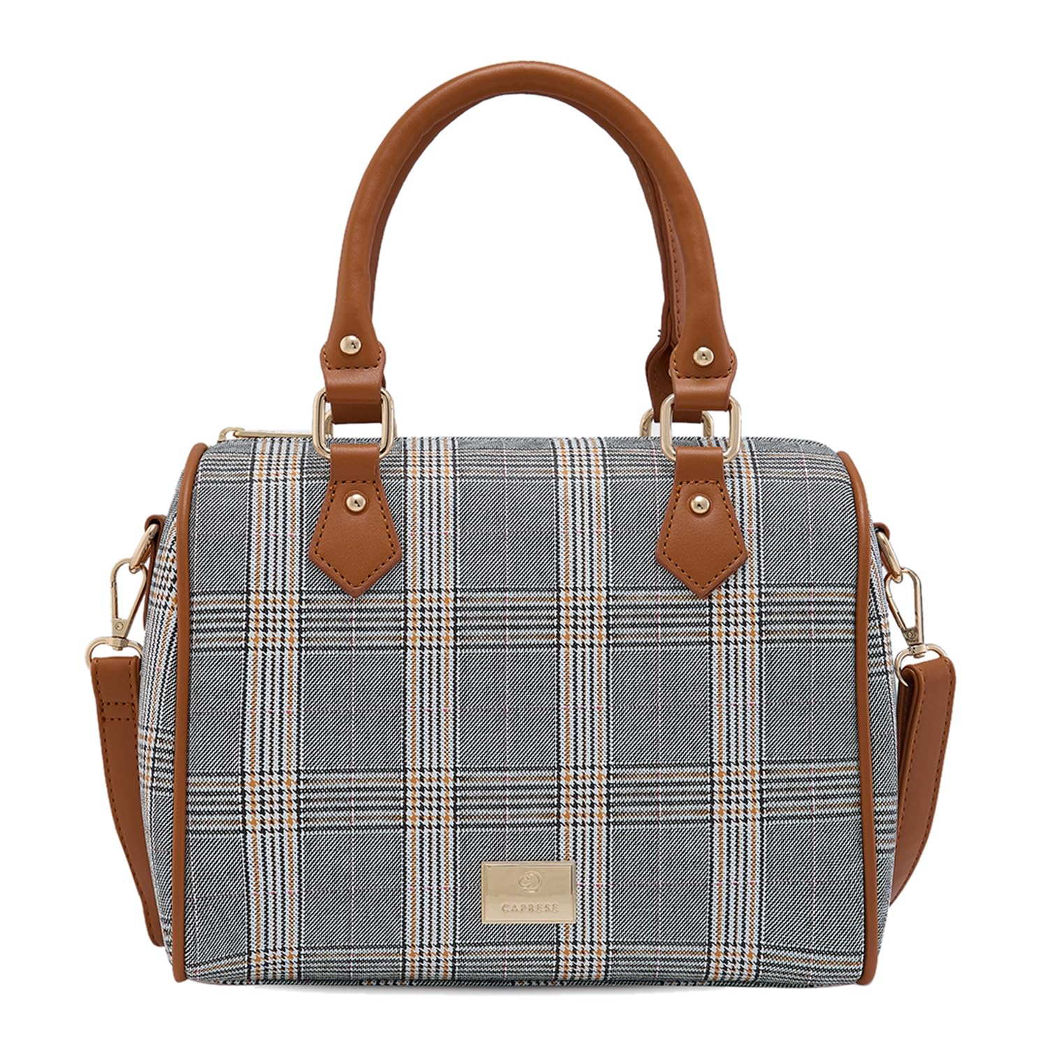 Caprese REMI CHECKERED TAN FAUX LEATHER MEDIUM SATCHEL HANDBAG (B0D2DSR2K3) Amazon Price History, Amazon Price Tracker