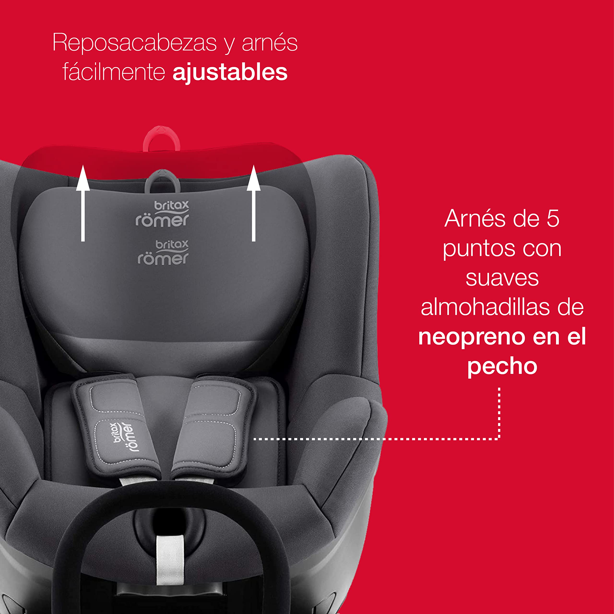 BRITAX RÖMER Silla Coche DUALFIX2 R Gira 360° y con Anclaje ISOFIX Niño de 0 a 18 kg Grupo 0+/1 desde el Nacimiento hasta los 4 Años, Storm Grey