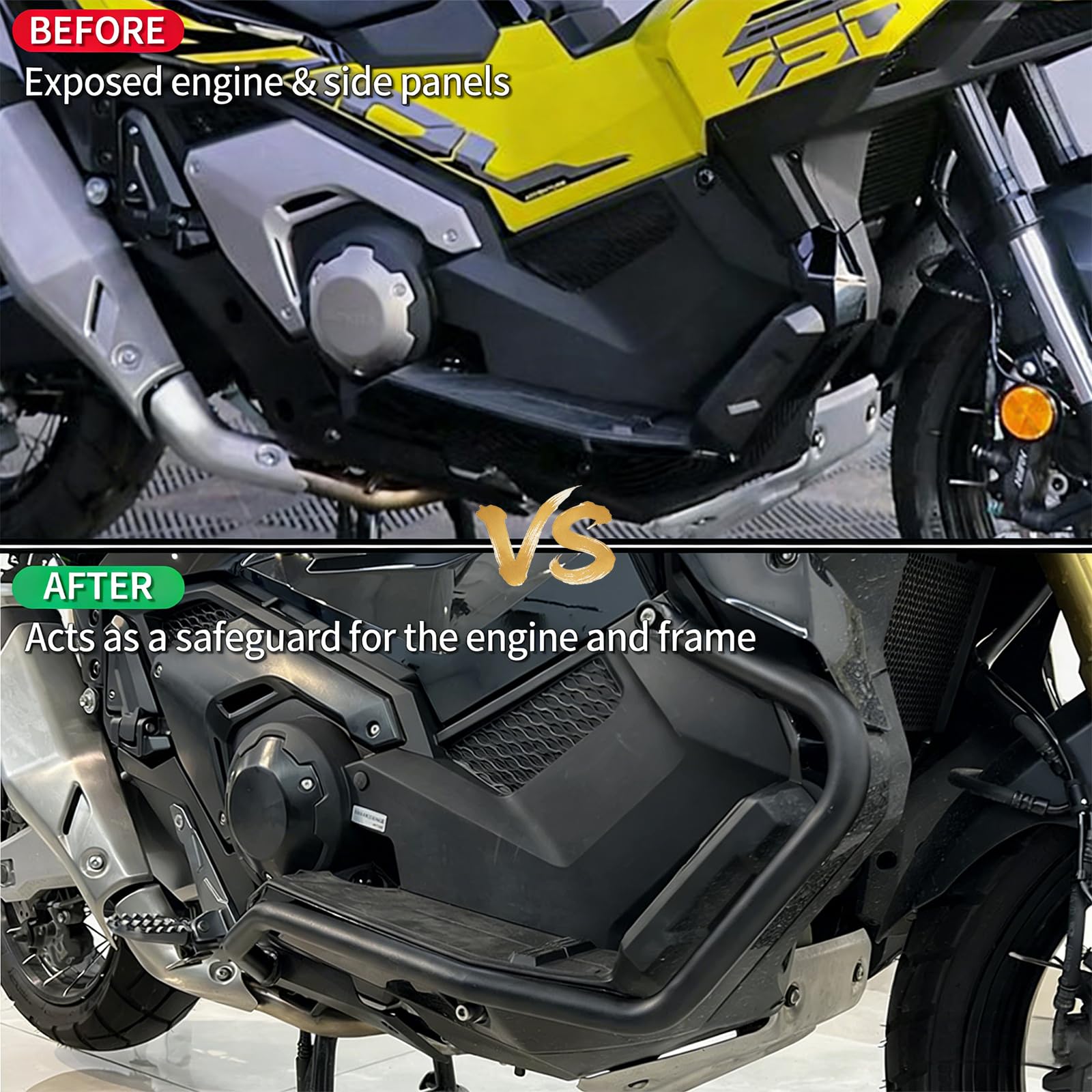Archetto di protezione del motore per Honda X-ADV 750 2021 2022 2023 2024 2025 2026 | Highway acciaio archetto protettivo | Protezione anticaduta moto (nero opaco)