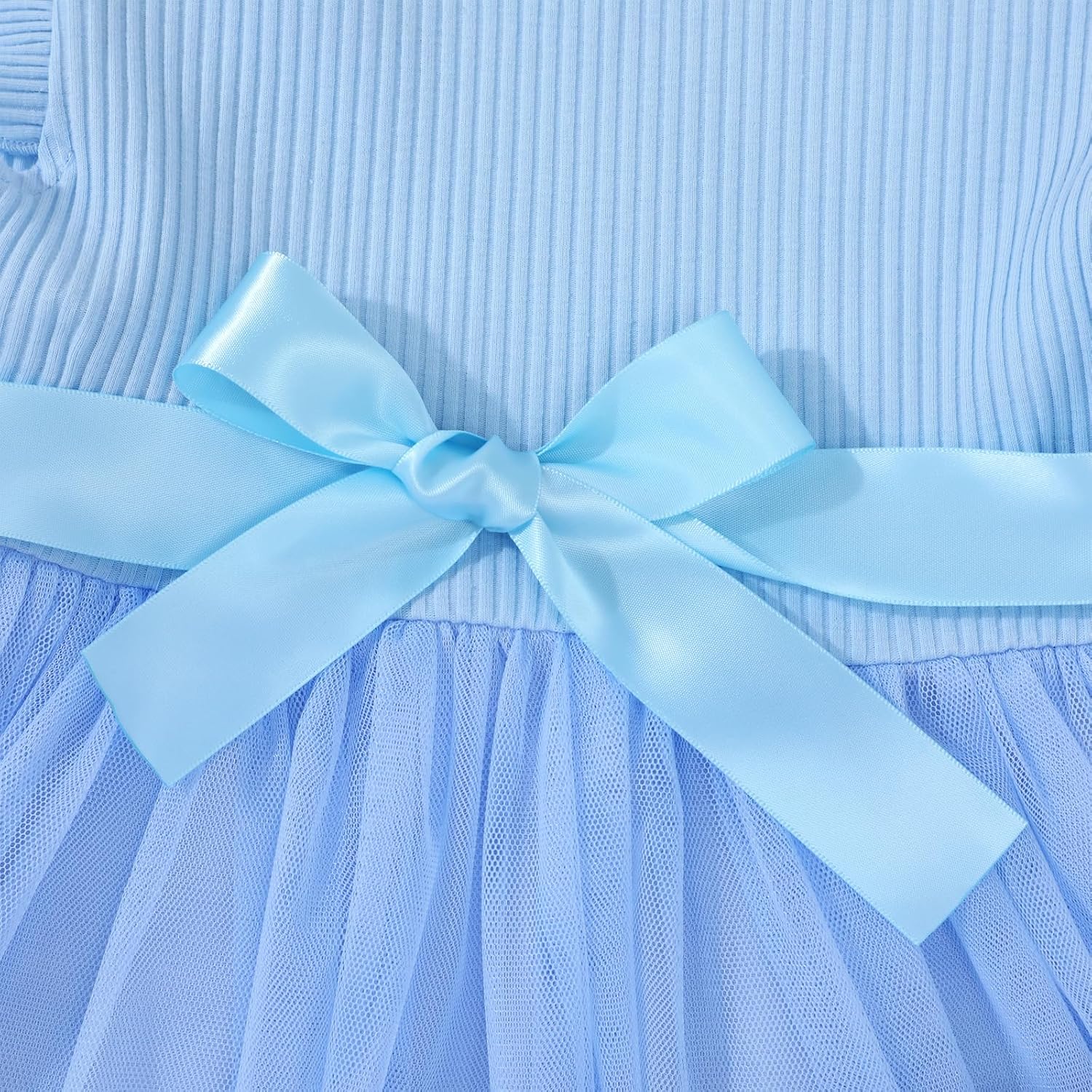 HILEELANG Little Flower Girl Tulle Tutu Dress Easter Cotton Ribbed Birthday Wedding Party Princess Dresses - Image 8