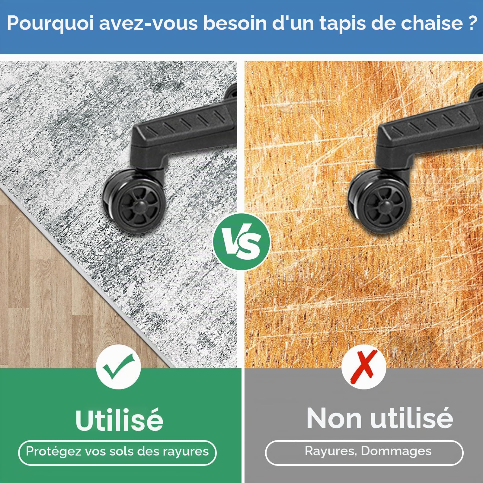 Capslpad - Tapis de chaise de bureau pour plancher en bois dur - 120x150 cm - Antidérapant moderne abstrait - Tapis de chaise multi-usage à poils courts - Protection de sol pour tapis - Tapis de