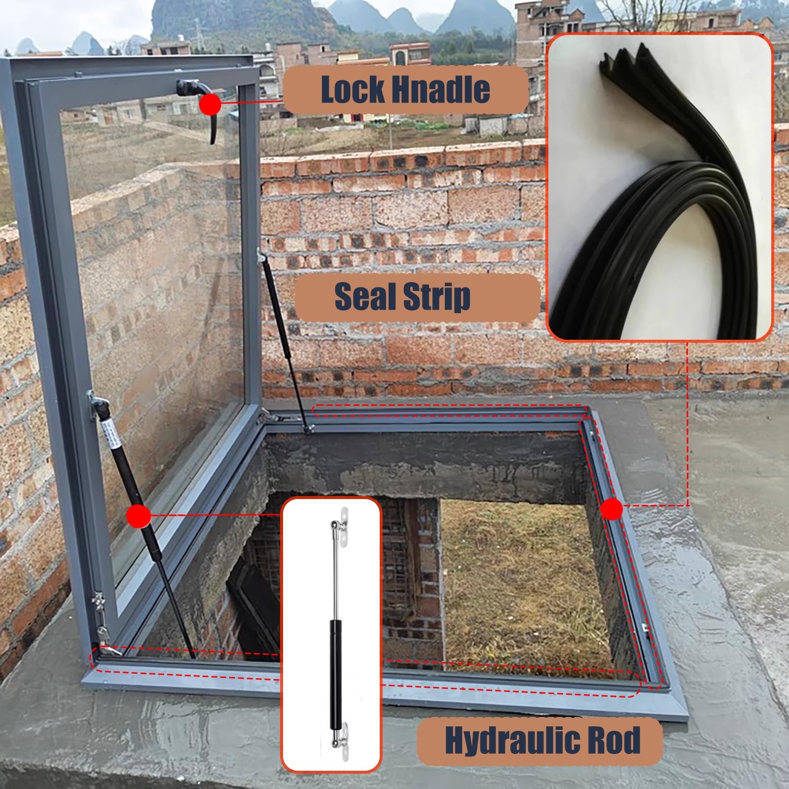 Fenêtre d'accès en aluminium pour trappe de toit – Double ventilation étanche en verre trempé et solution d'éclairage naturel pour greniers et greniers