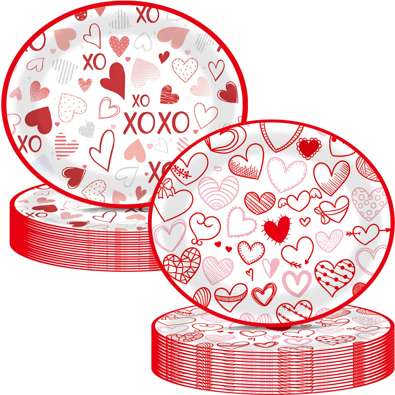 50 piatti di carta ovali per San Valentino, a forma di cuore, usa e getta, per feste, 30 x 25 cm, per San Valentino, matrimonio, compleanno, festa della mamma, decorazioni per feste
