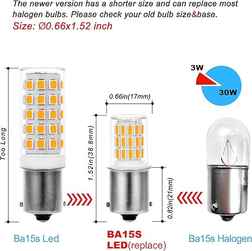 Miniatura 4 de BA15S - Bombillas LED de 12 V para interiores de caravana, blanco cálido, paquete de 5, base de un solo contacto de bayoneta de CC, AC10-24V CC