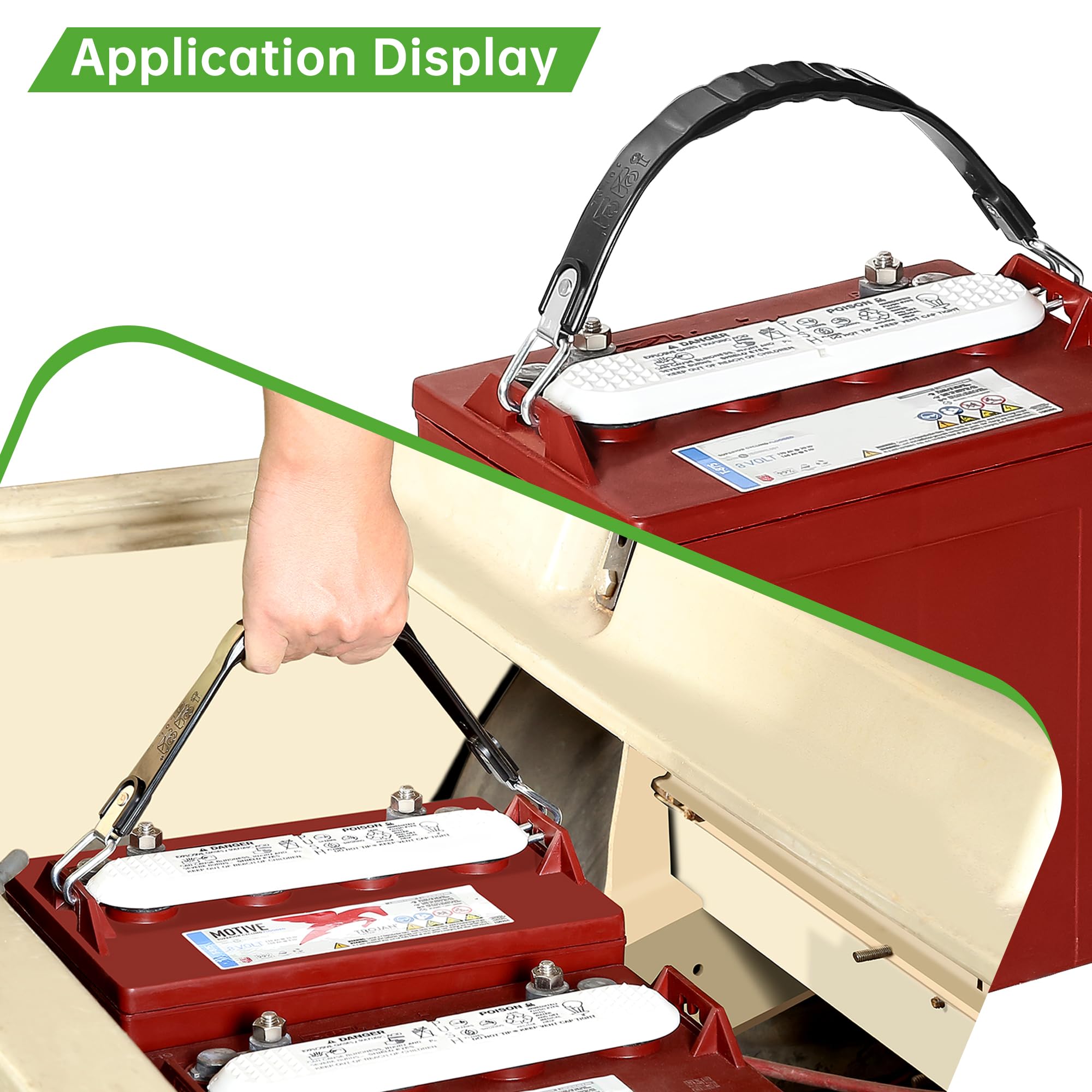 10L0L Golf Cart 2Pcs Batteria Cinghia di sollevamento, cinturino universale per batteria a celle profonde, Club Car, EZGO e Yamaha-solo per batterie Yutte Golf Cart