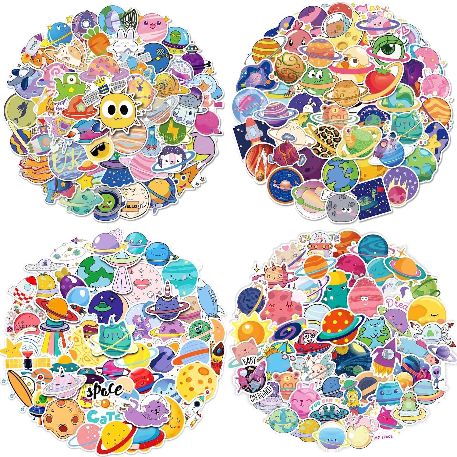 Space Planet Stickers Pack 200PCS Cute Space Stickers for Kids Teens Adults Waterproof Vinyl Stickers for Water Bottles Laptop Scrapbook Journal (Space Planet)