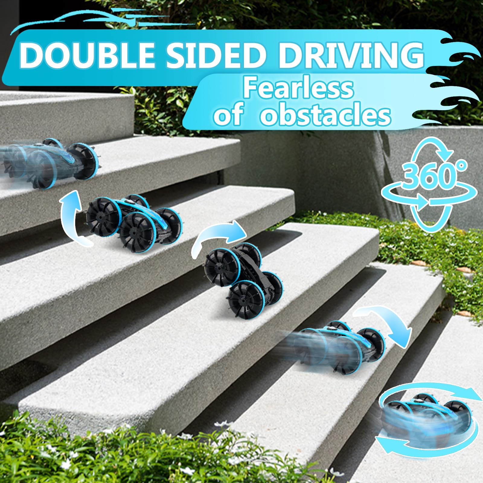 Fancysky Macchina Telecomandata, 2.4Ghz Macchina Radiocomandata Anfibia, Auto Telecomandata 4WD, Gira e Rigira a 360°, Controllo dei Gesti, Regali di Natale, Piscina, Giocattoli da Spiaggia - 5