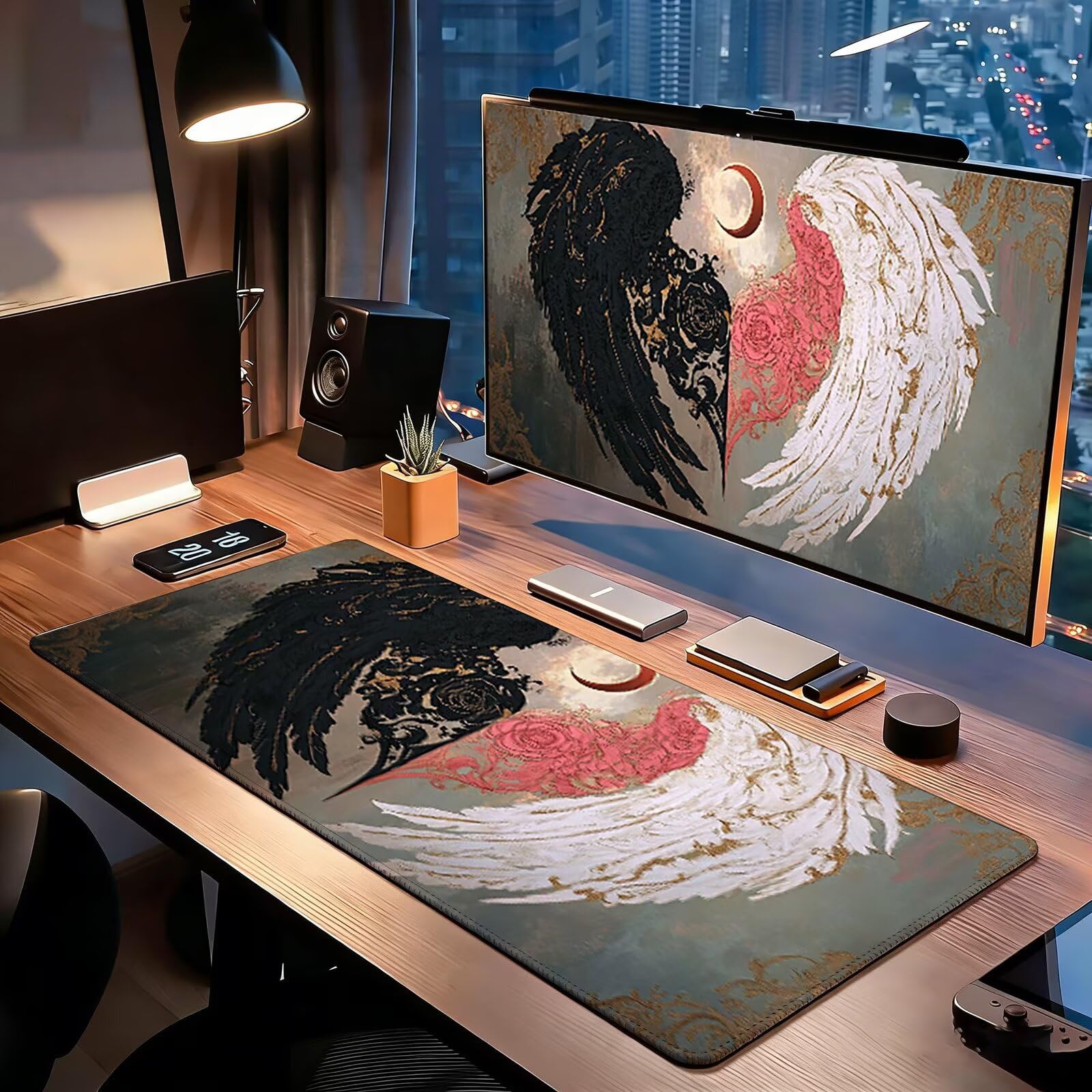 Tappetino Mouse Gaming, 1200x600mm Tappetino Mouse XXL Retro 0c0-232 | Mouse Pad Grande, Ottimizzato per i Sensori da Gioco, Migliora Precisione e Velocità, per Mac e PC, ala