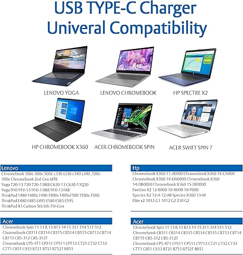 Miniatura 3 de Cargador USB tipo C para Acer Chromebook CB315 R721T R751T CB515 CB5-312T C732 C933 C771 C721 C732T-C8VY C733 R752TN CB315-3H-C2C3 C851 NNN 17Q8.