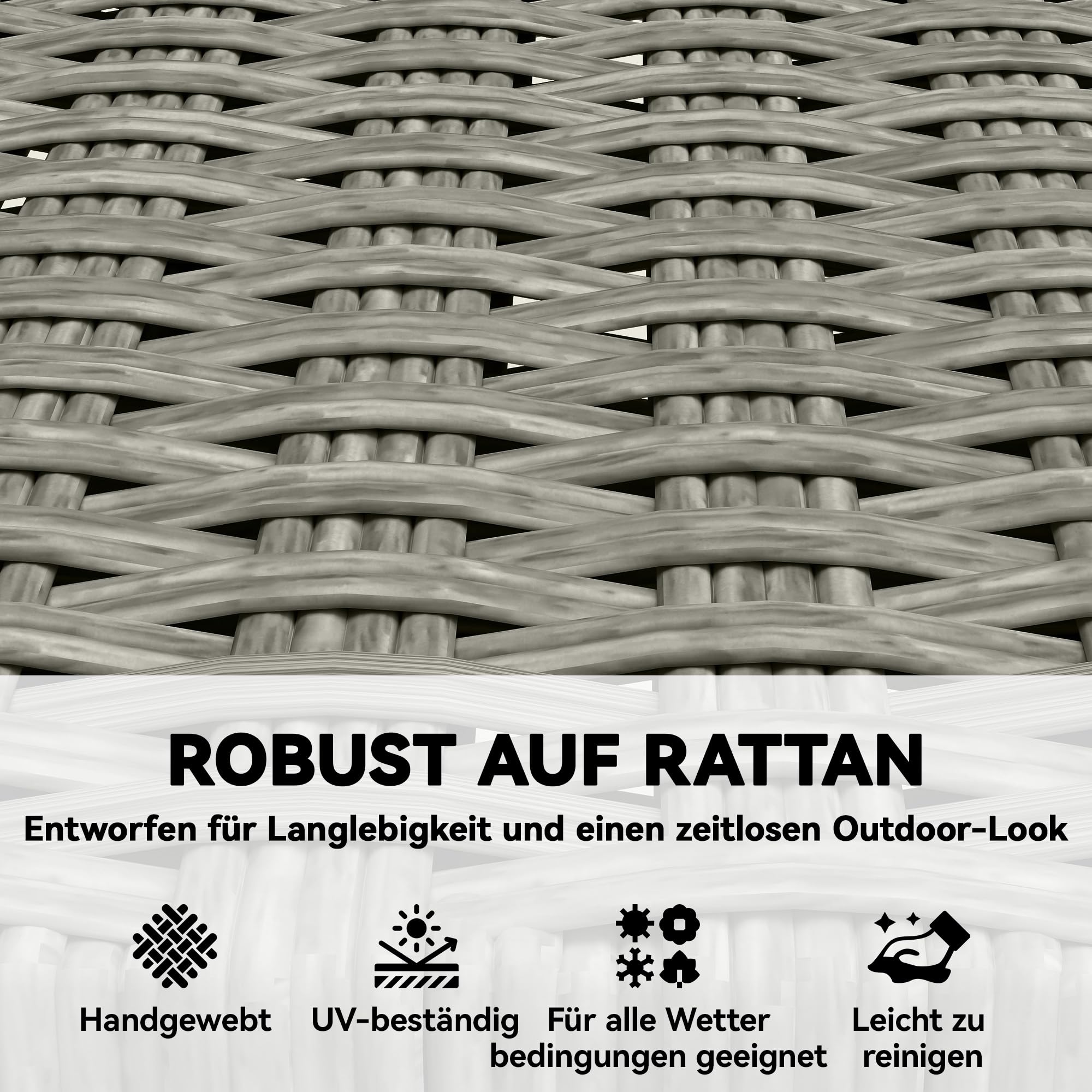Outsunny Gartenstühle 2 Stück FSC Akazienholz Klappstuhl mit Atmungsaktiv Sitz angenehme Sitzhöhe, Gartensessel aus Massivholz & Polyrattan Balkonstühle Stuhlset für Garten Balkon Terrasse Grau