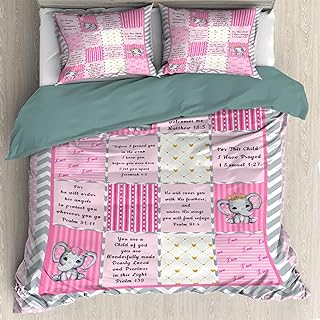 ARTBLANKET Bible Verse Baby Girl Blanket with Scriptures Bedding Duvet Cover 3 Piece Set Twin 68 x 87in Ultra Soft and Breathable(1 Comforter Cover + 2 Pillow Shams)