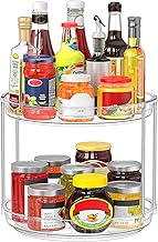 Drucilla 2 Etages Plateau Tournant Frigo, 23.5cm Plateau Tournant Epices, 360° Plateau Tournant Placard Cuisine, Plateau Tournant Cuisine Rotative pour Epices, Bouteille, Cosmétique, Fruit