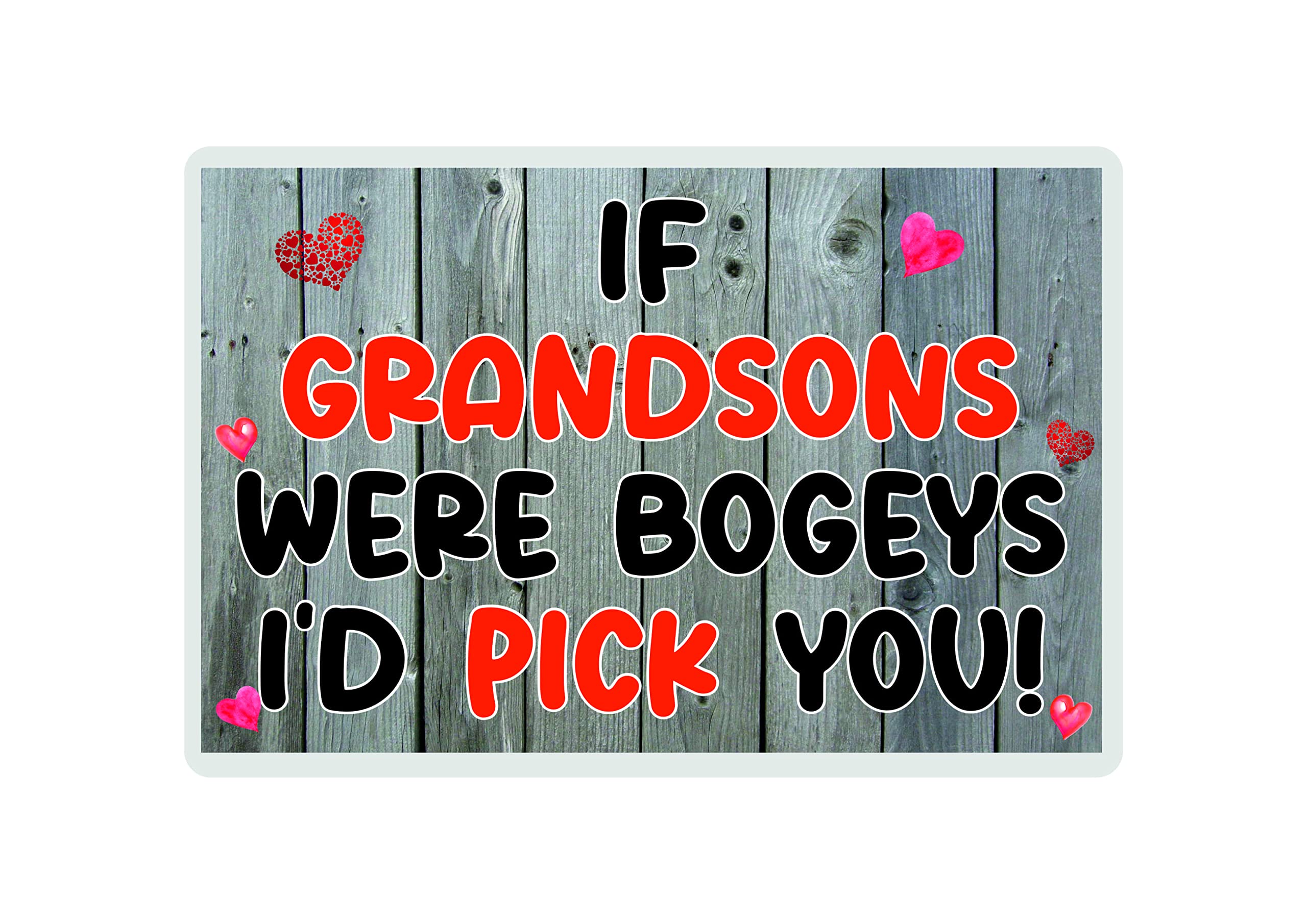 Decalarama Funny Grandson Fridge Magnet - If Grandsons Were Bogeys I'd Pick You - Cheeky Gift, Birthday Gift - Novelty Gift/Present