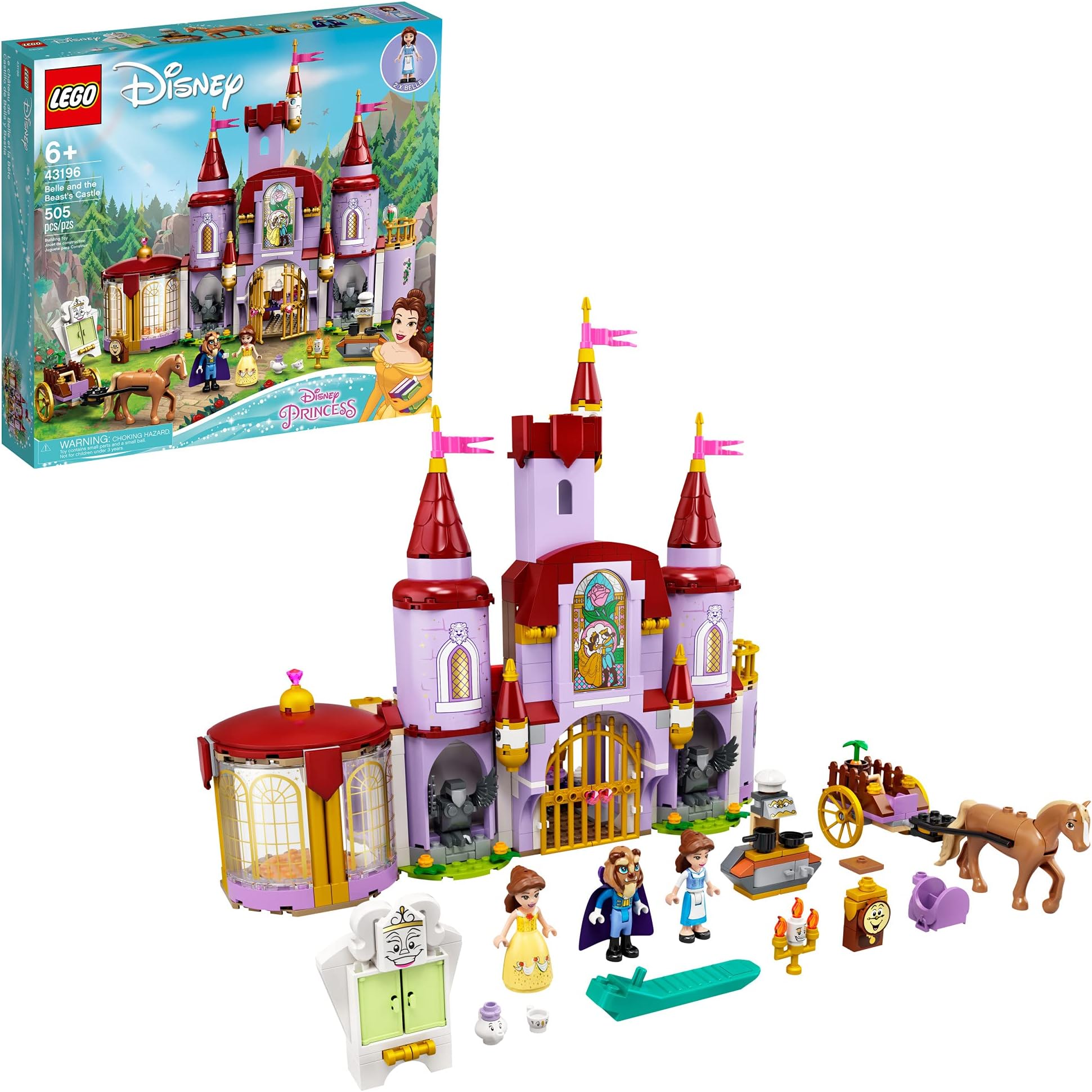 Disney Belle and The Beastโs Castle 43196 Building Toys from The Beauty and The Beast Movie with Horse Toy, Plus Princess & Prince Mini Dolls