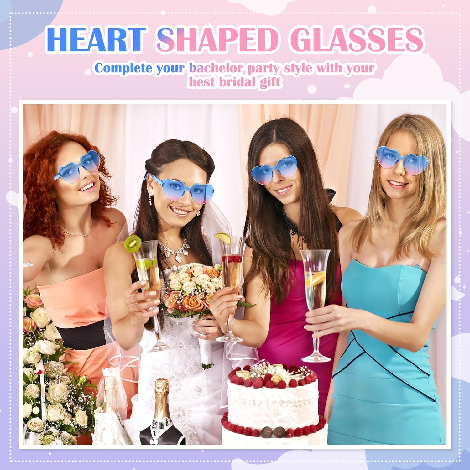 Frienda 8 Pairs Heart Shaped Sunglasses for Women Rimless Heart Glasses Candy Color Sunglasses for Party Favor - Image 6