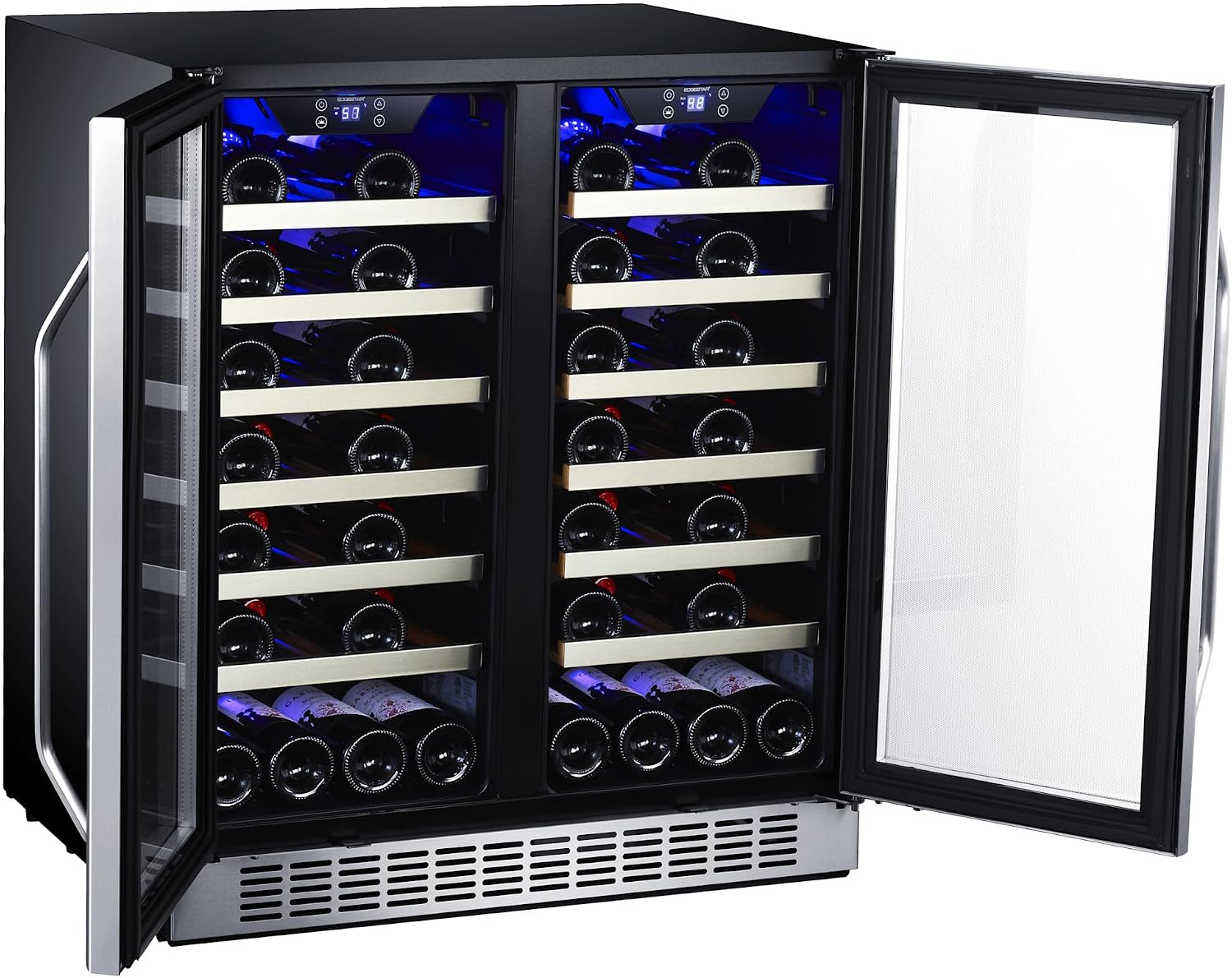 EdgeStar CWR5631FD 30-Inch 56 Bottle Built-In Dual Zone French Door Wine Cooler