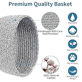 2 PackABenkle Small Woven Baskets, Tiny Oval Shallow Storage Baskets, Mini Cotton Rope Empty Decorative Basket, Boho Little Organizer Bins for Bathroom, Cat Dog Toy Gifts Baskets