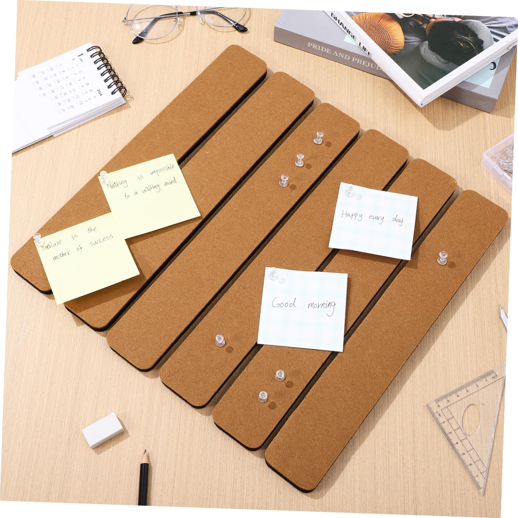 OSALADI 6pc Wall Damage- Felt Strip Thumbtack Set Push Pin Board for Office DIY Decor Adhesive