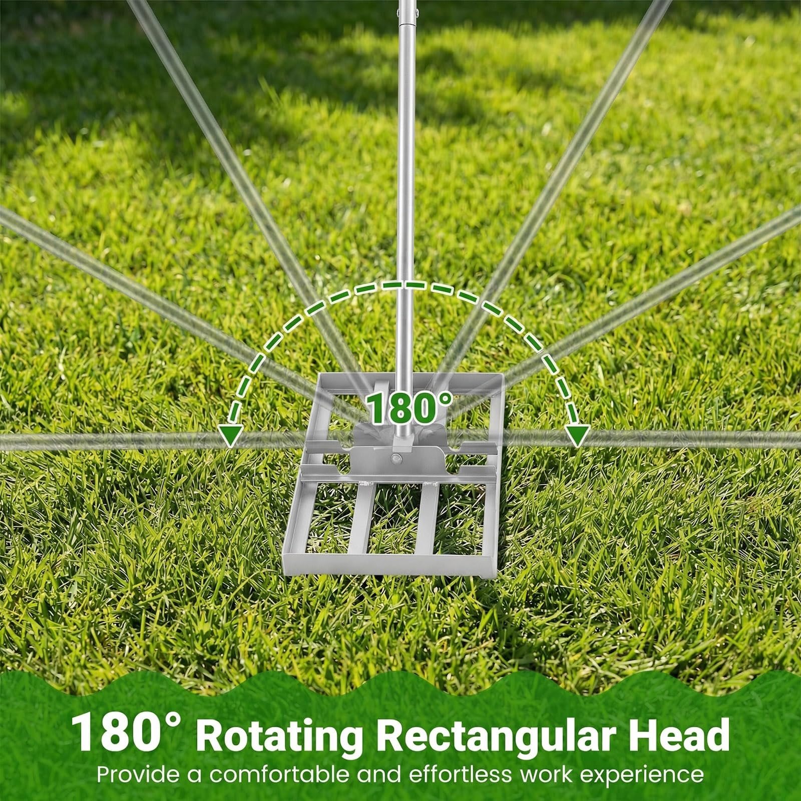 Rastrillo nivelador de césped, 75 x 25 cm/30" x 10" Herramienta de metal resistente para nivelar el césped con mango ajustable, nivelador de suelo que ahorra esfuerzo para jardín, patio, césped y c