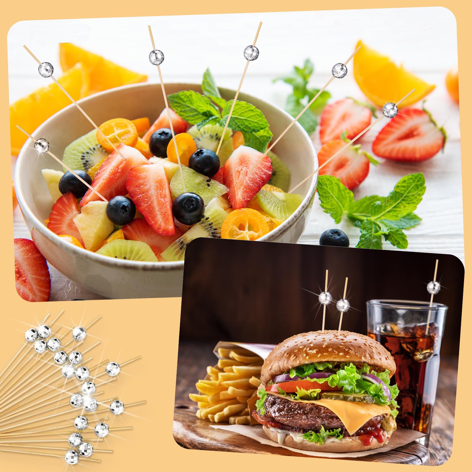 300 Pieces Long Cocktail Picks Decorative Fancy