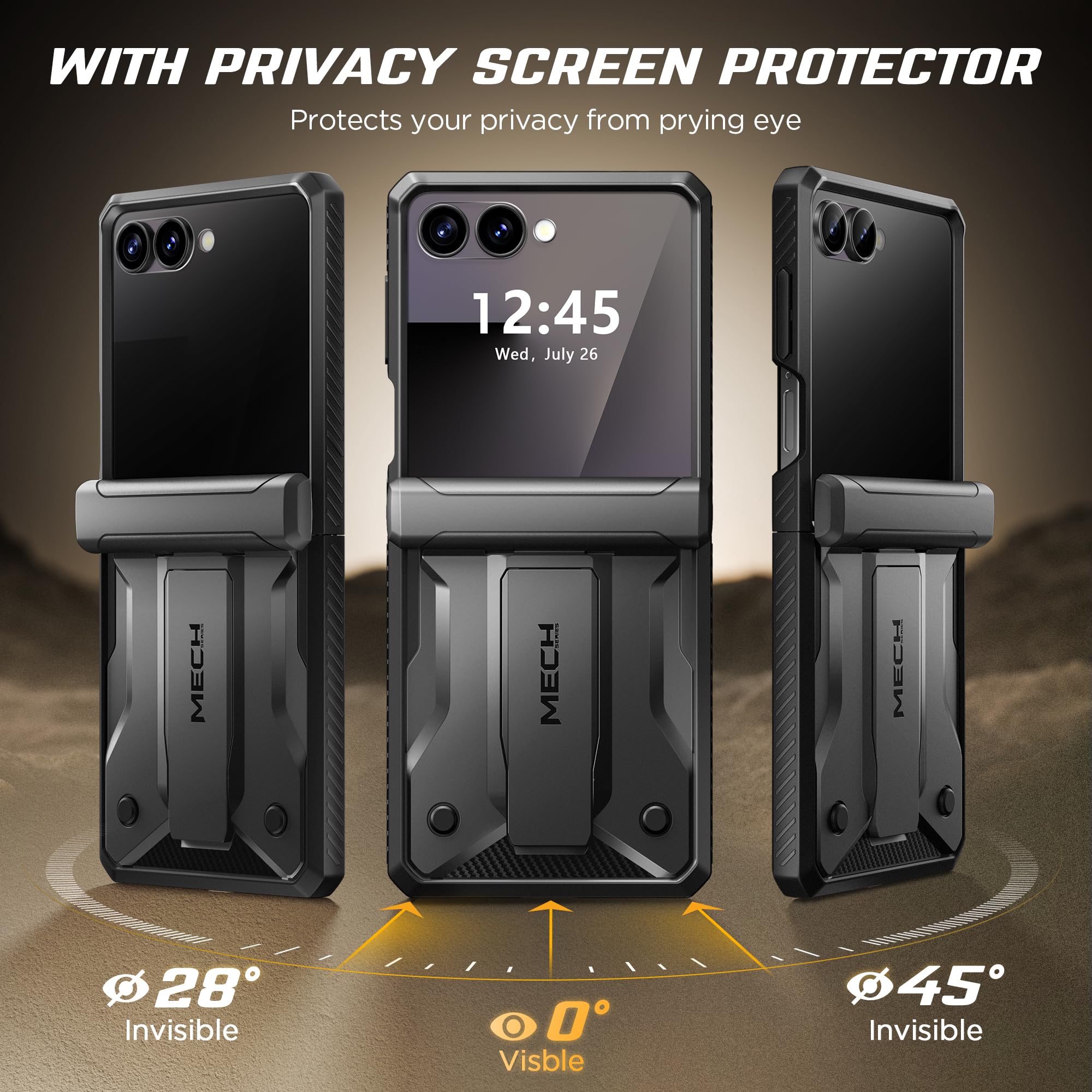 Tongate Custodia Flip Seven per schermo con protezione, nero