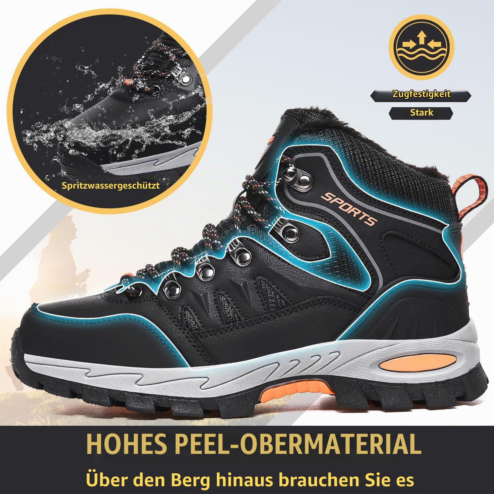 Littleplum Winterschuhe Herren Stiefel Warm Gefüttert Winterstiefel rutschfest Outdoor Wanderschuhe Schneestiefel