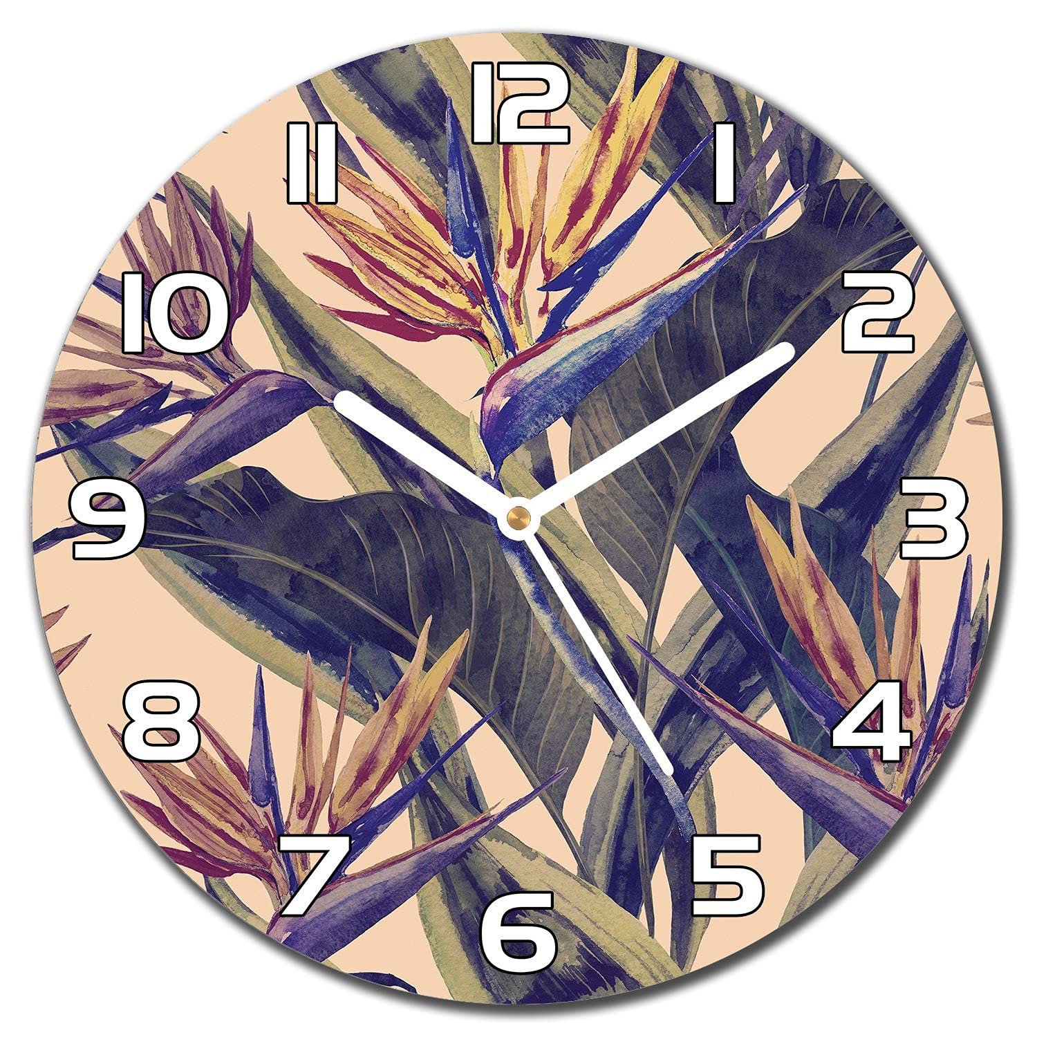 Horloge en verre moderne 30 cm de salon cuisine à aiguilles blanches
