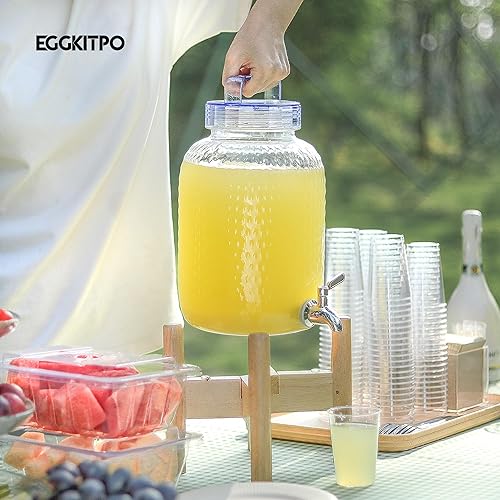 Miniatura 3 de EGGKITPO Dispensadores de bebidas de 1.5 galones con grifo y elegante soporte para fiestas, dispensador de limonada de policarbonato con soporte de