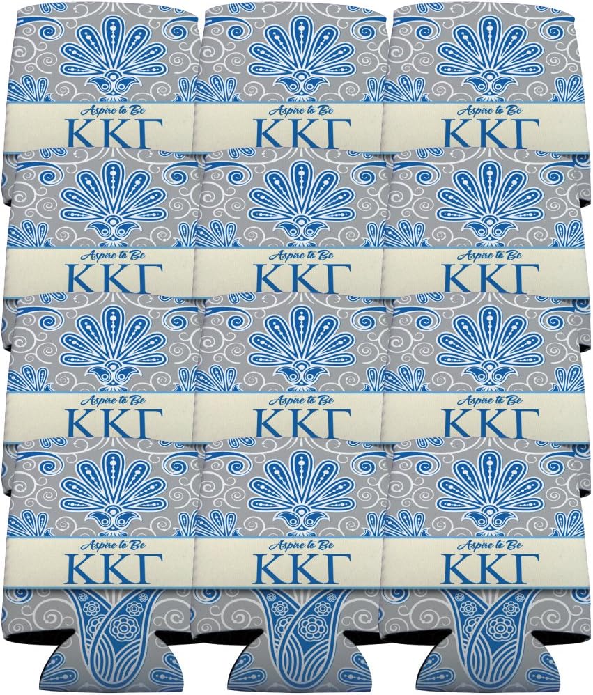 VictoryStore Can and Beverage Coolers - Kappa Kappa Gamma, Vintage Flowers Design, Set of 12