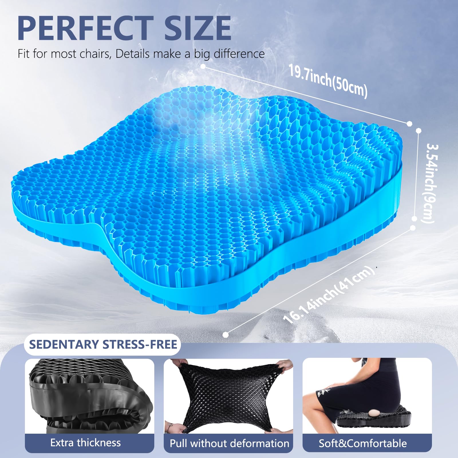 Cuscino da seduta in gel extra spesso per sedersi a lungo, cuscino per alleviare la pressione, cuscino per sedia per mal di schiena, cuscino a uovo per auto, sedia da scrivania, sedia a rotelle, sedia